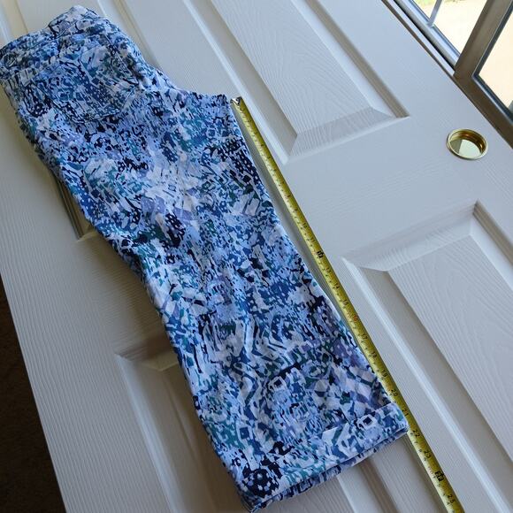 Nine West Chrystie Capri Denim Blue Print 12 stretch soft twill low rise cuffed - Picture 13 of 16